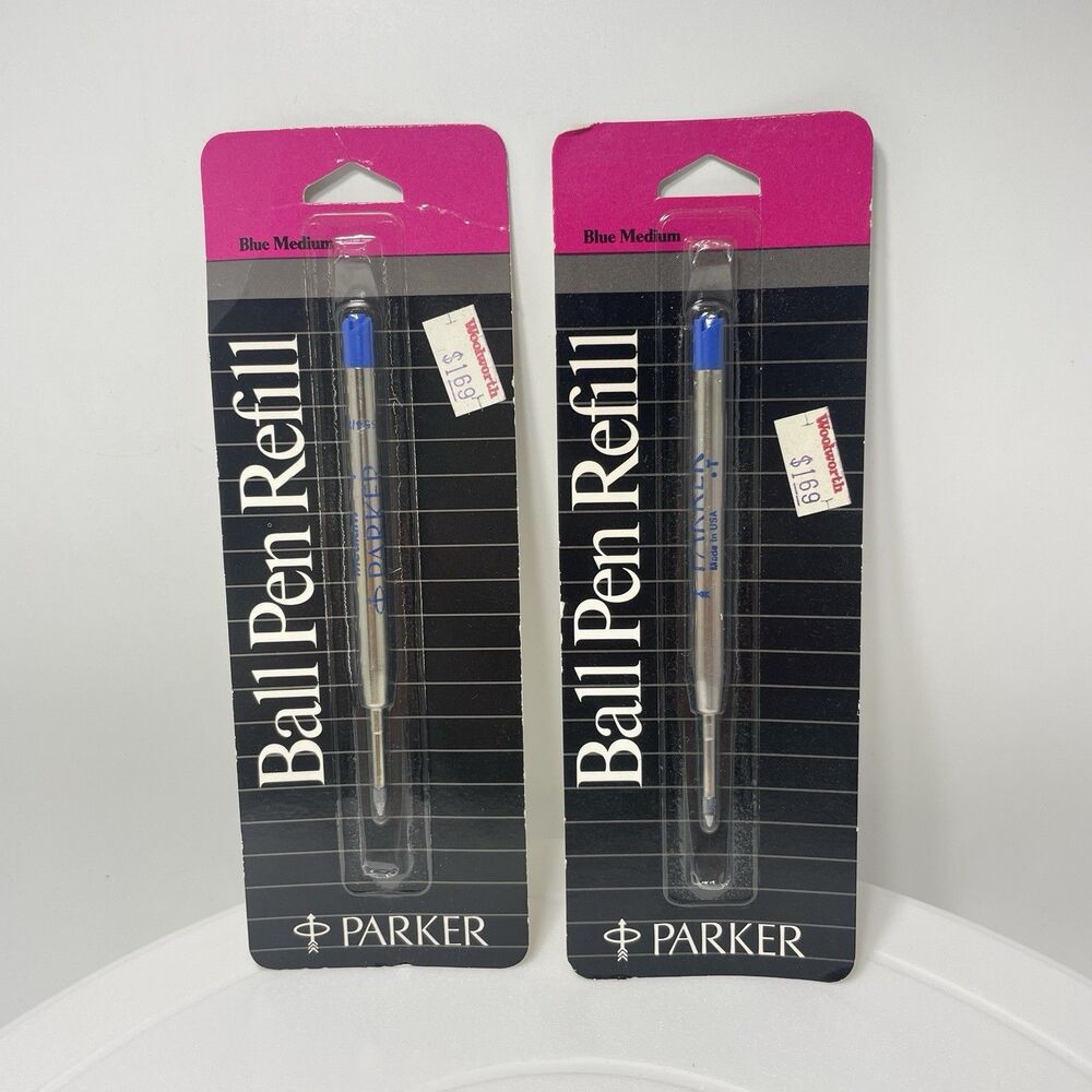 Lot of 2 Parker Ballpoint Pen Refill Blue Medium New In Pack made in USA NOS